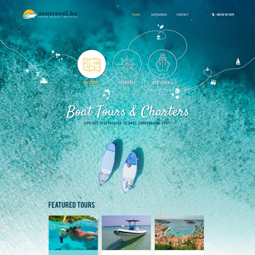 Seamless design with the title 'Creative website concept for a travel company'