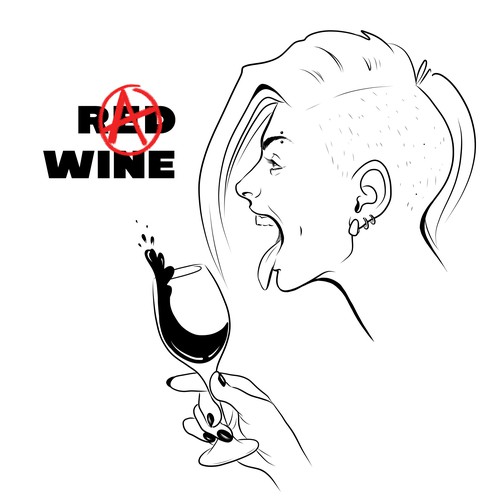 Bold t-shirt with the title 'Wine drinkers T-shirt design (female)'