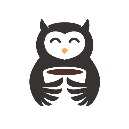 Flying logo with the title 'Erstelle ein Logo mit einer Kaffee trinkenden Eule'