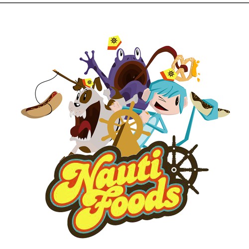Food illustration with the title 'Nauti cartoon characters needed!'