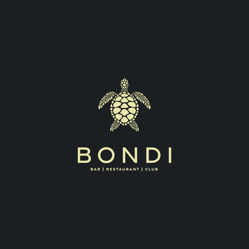 Sea turtle design with the title 'Bondi — Modern Coastal Lounge Logo'