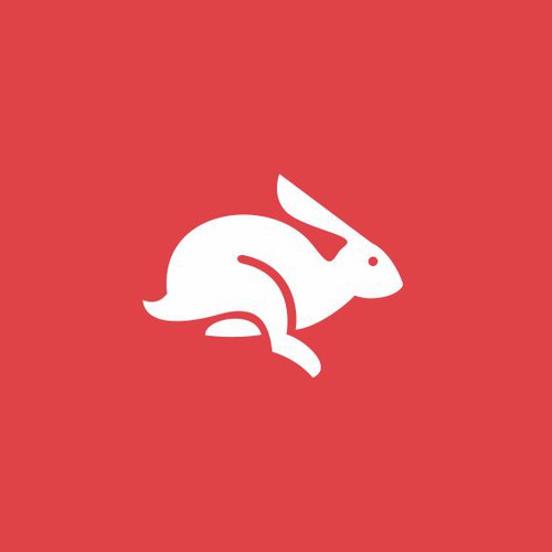 Running logo with the title 'rabbit logo concept'