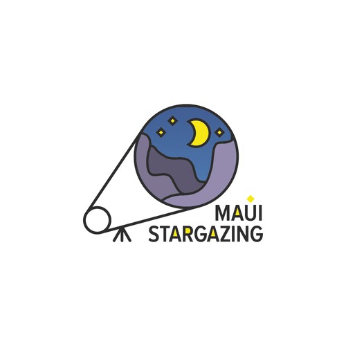 Telescope logo with the title 'Logo Design for Maui Stargazing'