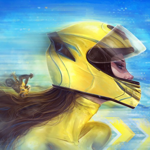 Portrait artwork with the title 'GP Moto illustration'