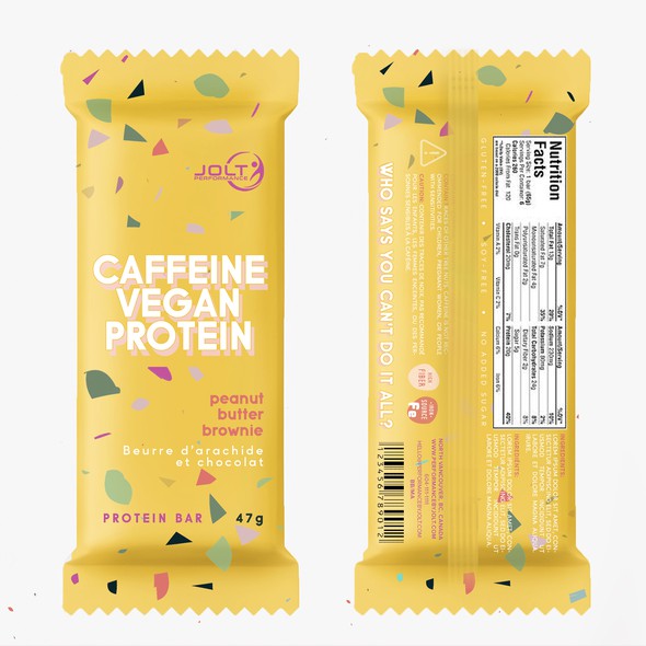 Protein bar packaging with the title 'Fun protein bar'