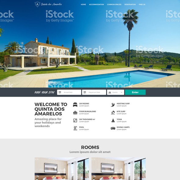 Holiday website with the title 'Quinta Dos Amarelos'