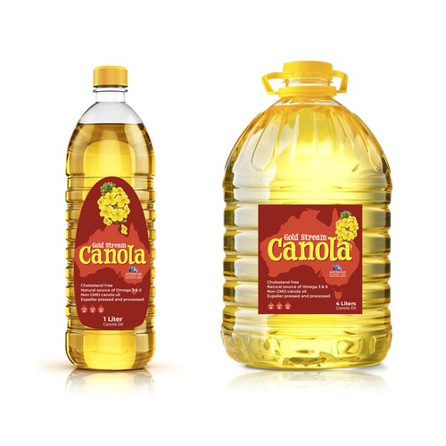 Winner label with the title 'Packaging for Australian Canola oil'
