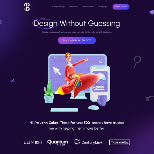 Animation website with the title 'Designdork Landing Page'