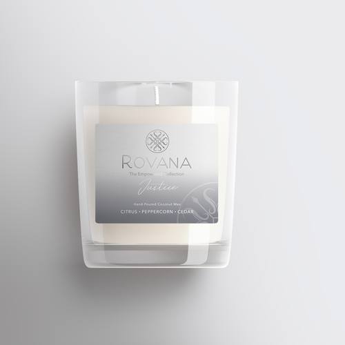 Candle label with the title 'Product label for high-end candle collection'