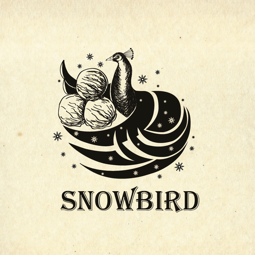 Magical design with the title 'Logo design for SNOWBIRD, a hand molded ice cream and sorbet company'
