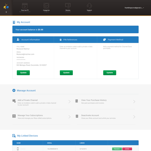 Video website with the title 'Dashboard Design'