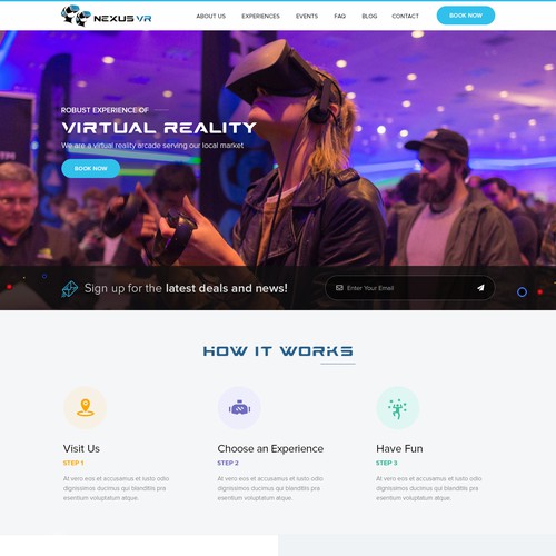 VR design with the title 'Nexus VR Website Design'