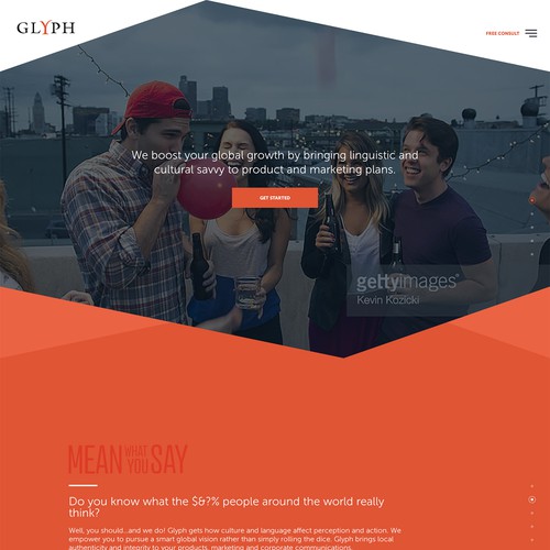 Parallax website with the title 'Glyph Language Services'