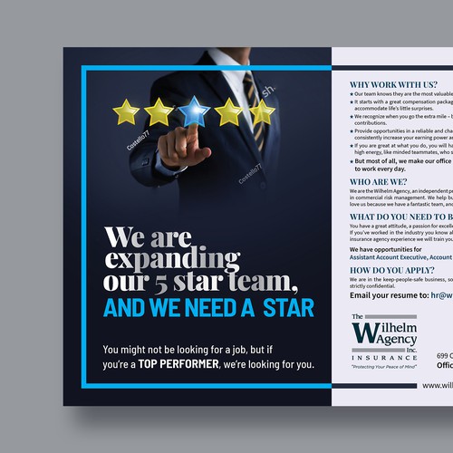 Gray and blue design with the title 'Recruiting Advertisement'