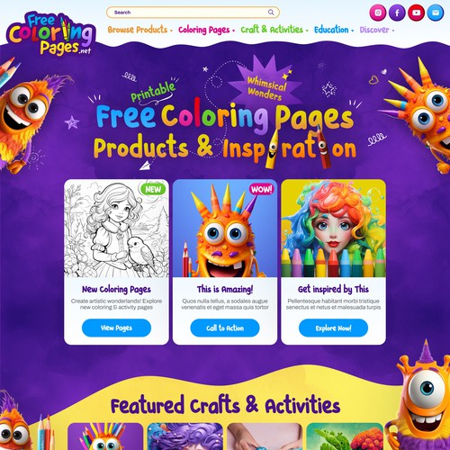Shadow design with the title 'Bold, creative web design for Kids entertainment'