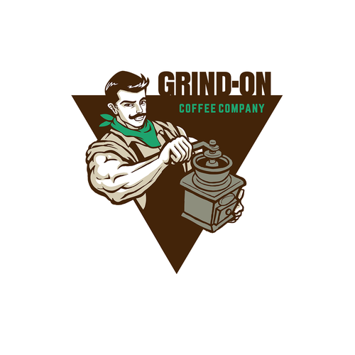 Barista design with the title 'Finalist Logo 2 for Grind-On Coffee Company'