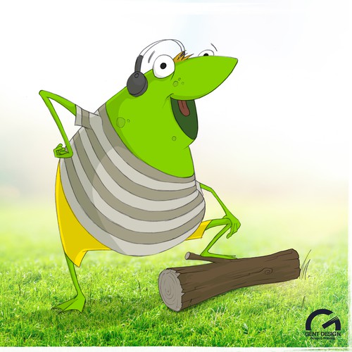 Animal character artwork with the title 'Illustrate a Frankie the Frog for children!'