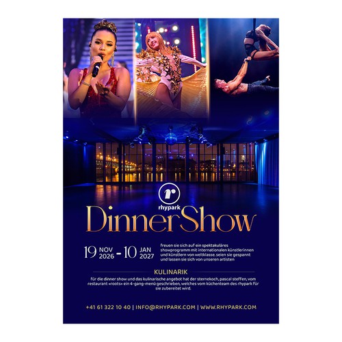 Circus design with the title 'Event advert for dinner show'