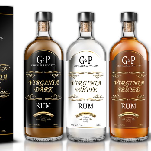 Liquor label with the title 'G & P Distilleries'