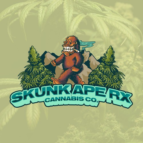 Cannabis leaf logo with the title 'SKUNK APE RX LOGO DESIGN'