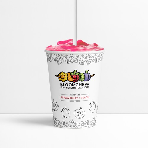Smoothie design with the title 'Packaging for food containers for smoothie delivery'