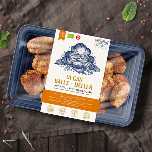 Intricate design with the title 'Label design for Vegan Balls'