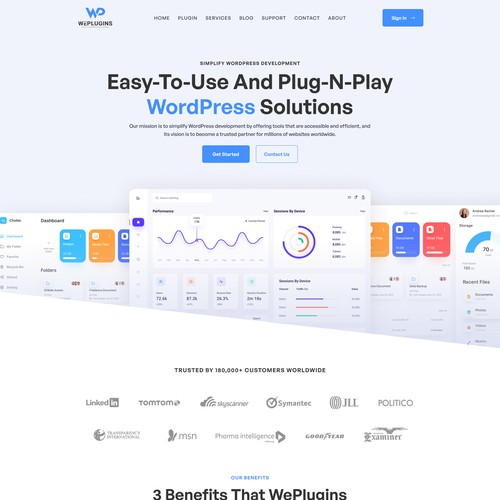 SaaS website with the title 'weplugins'
