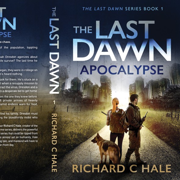 Post-apocalyptic book cover with the title 'The Last Dawn - Apocalypse'