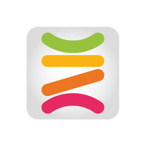 Orange and red logo with the title 'Ap-icon for a health app'