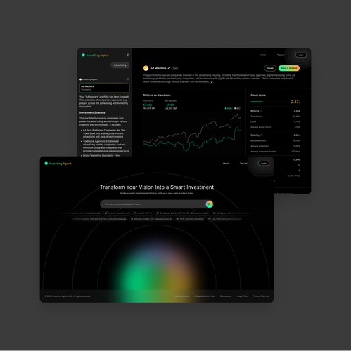 Investment website with the title 'Investing Agent'