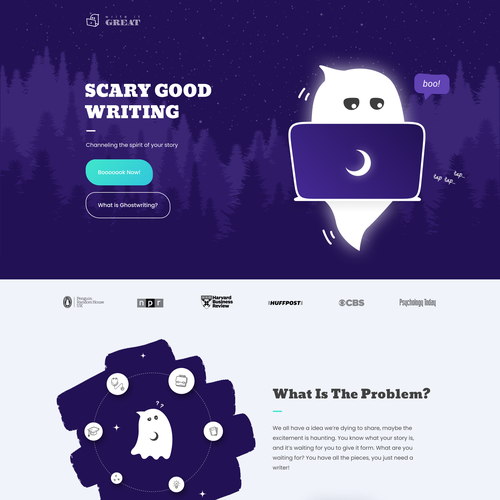 Scary design with the title 'Ghostwriting Landing Page'