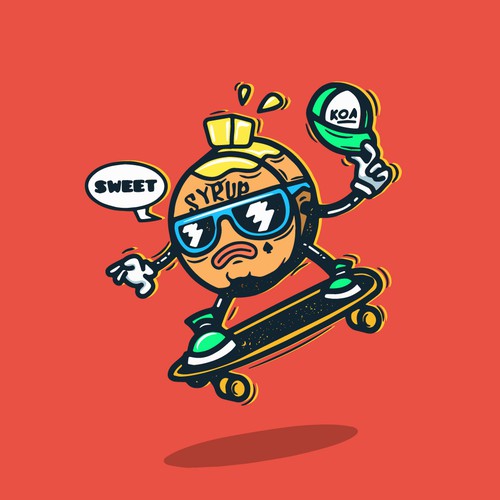 Pancake design with the title 'Mascot for the pancake café "KOA"'