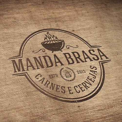 Barbecue design with the title 'Logo Manda Brasa Restaurant'
