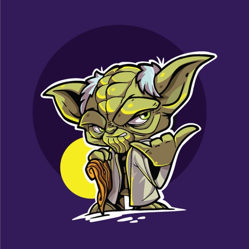 Clothing illustration with the title 'Star Wars character Yoda do shaka'