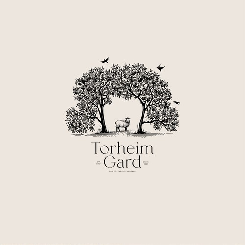 Farm design with the title 'Brand identity design for Torheim Gard'