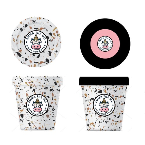 Ice cream shop design with the title 'ice cream cup'