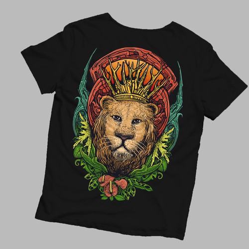 Lion illustration with the title 'the king'