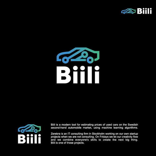 Automotive design with the title 'High-Tech Logo for second-hand automobile website.'