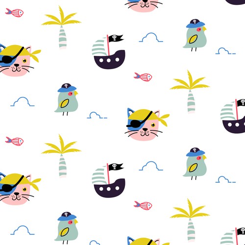 Baby blanket design with the title 'Pirate fun pattern for baby brand'