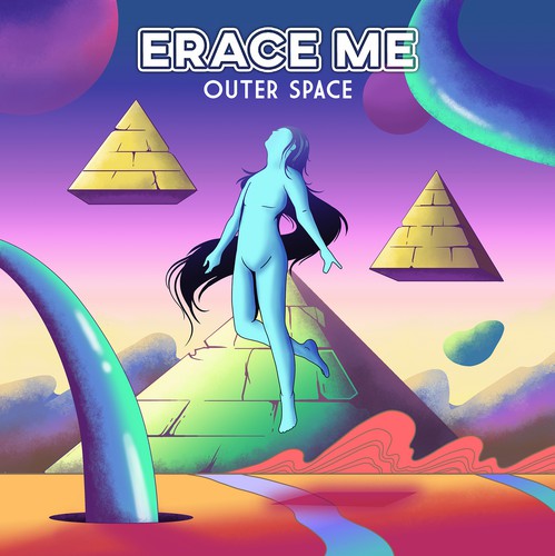 Synthwave design with the title 'Erace Me Album Cover'