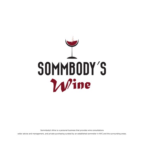 Stroke logo with the title 'Sommbody’s Wine is a personal business that provides wine consultations, cellar advice and management'