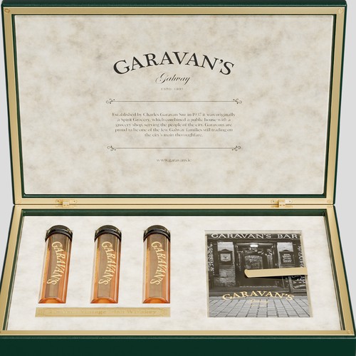 Brand packaging with the title 'Luxury Whiskey Packaging Design, Interactive Box'