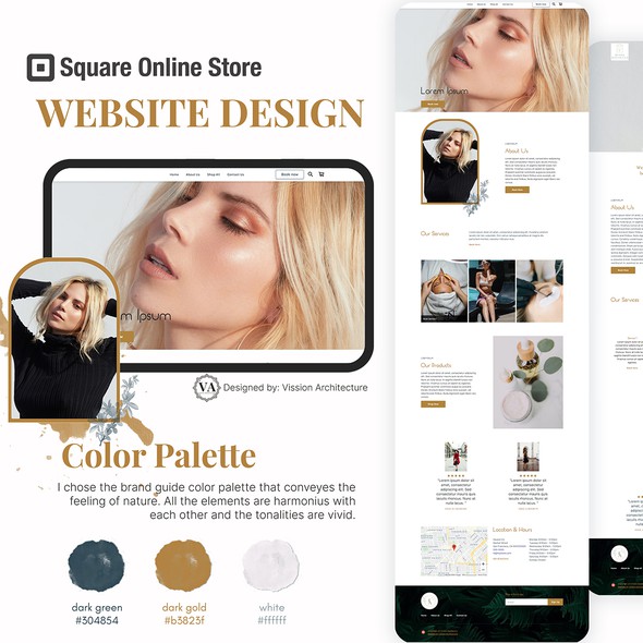 Blogger design with the title 'SQUARE ONLINE STORE | Design for Evans Aesthetics '