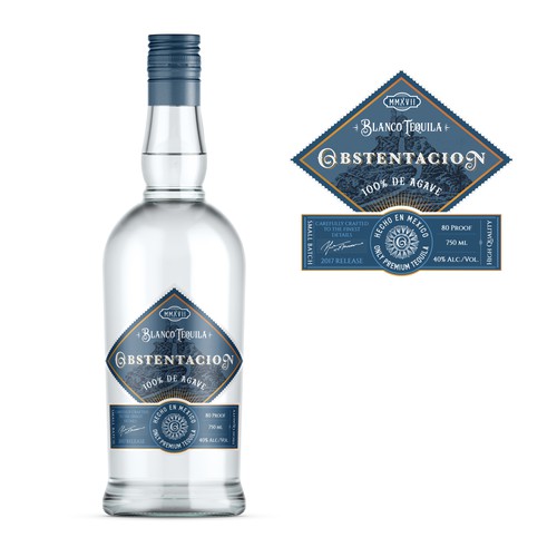 Luxury label with the title 'Obstentacion tequila'