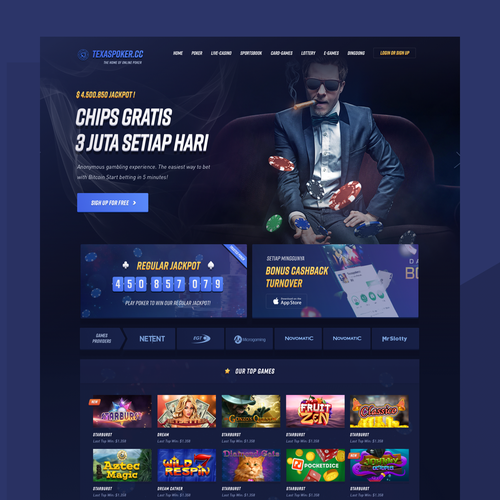 Game website with the title 'TexasPoker Casino Website '