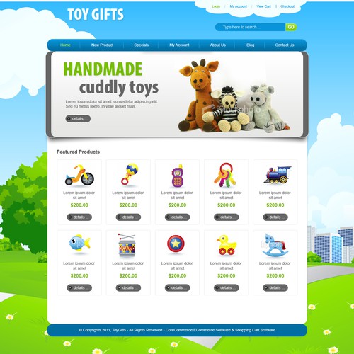 Game website with the title 'Guaranteeing 10 winners!  Wanted: 2-Page eCommerce skin'