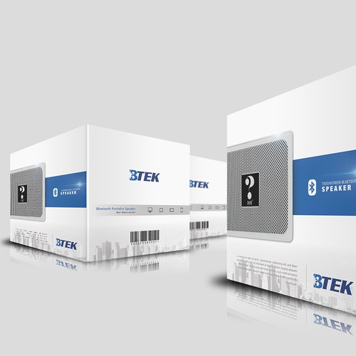 Speaker design with the title 'BTEK Blue tooth Speaker Packing Box and User Manual design.'