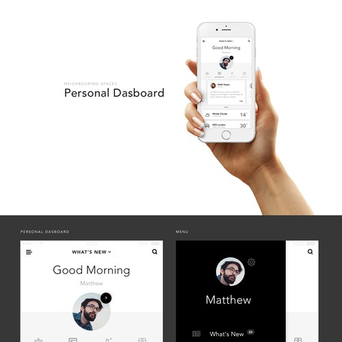 Community design with the title 'Sophisticated Community App Design'