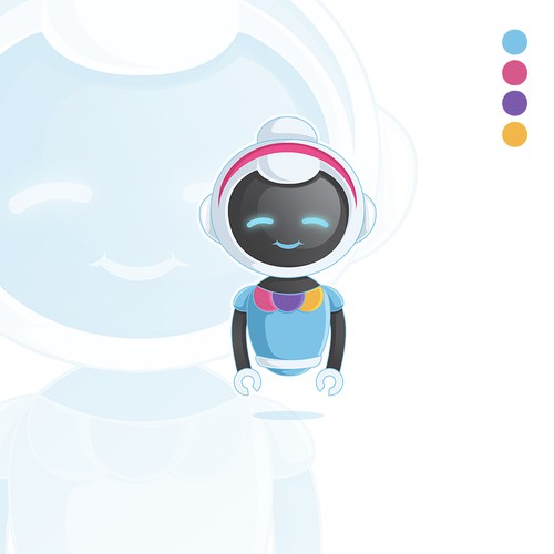 Bot design with the title 'Design a Character/Mascot for a micro-retail app'