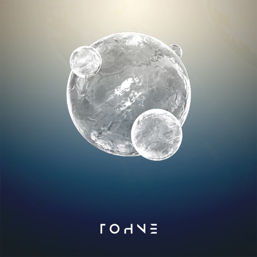 Glass artwork with the title 'Design an album cover for my new music downtempo electronic music'